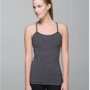Lululemon Power Y Black and White Striped Tank